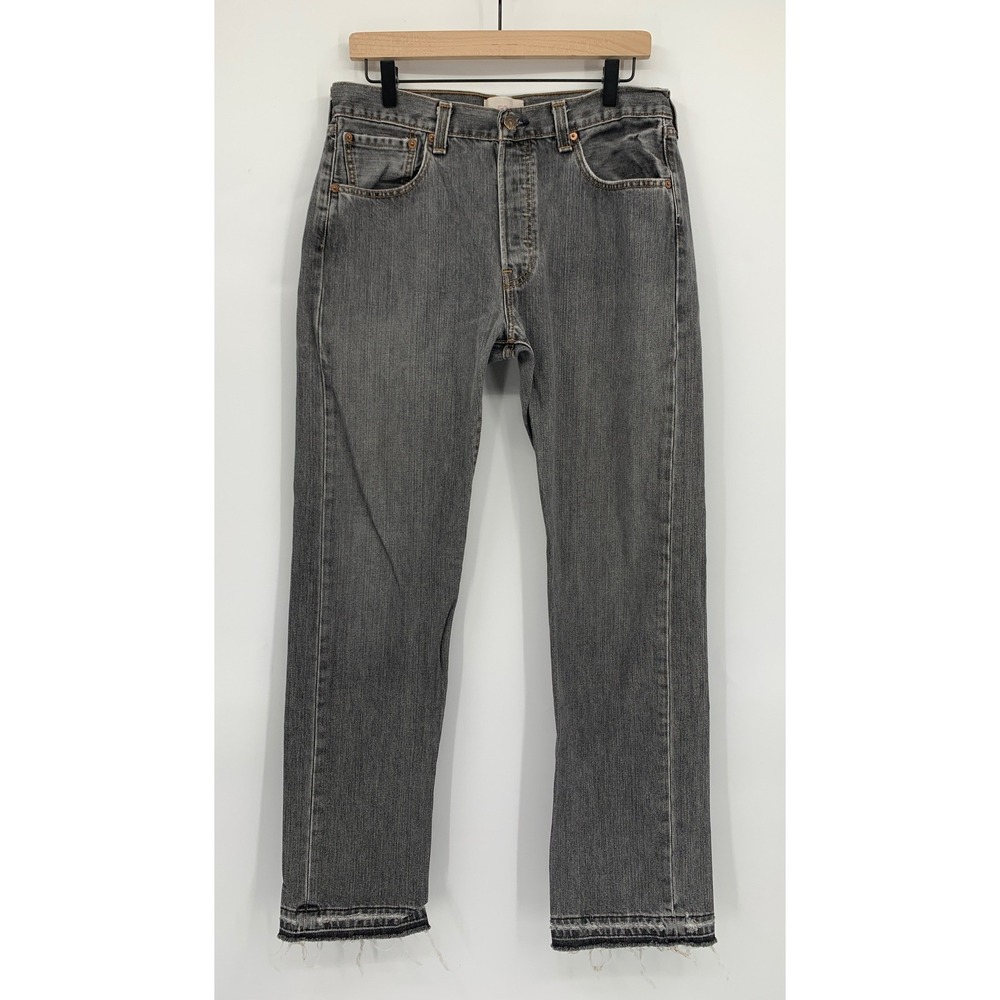 Vintage Levi 501 Jeans Mens 32x32 Black Gray Button Fly Raw Hem Y2K (Tag 33x32)